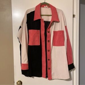 eesome Pink Black & Cream Shacket Size XL